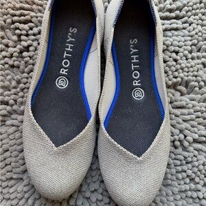 Rothy's silver sparkly metallic and Blue Loafers